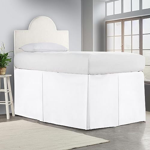 Dorm Bed Skirt Full XL 50" Drop Split Corner Pleated Bed Skirt Extra Long Bed Skirt Full XL Pleated Bed Skirts Tailored Dorm Bed Skirt Extended Drop Bedskirt College Dorm Room Essentials White | Amazon (US)