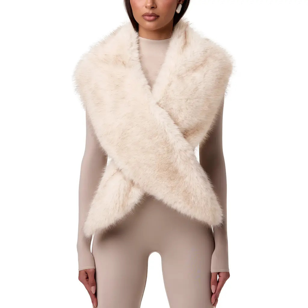 Naked Wardrobe Faux Fur Scarf in Cream at Nordstrom | Nordstrom