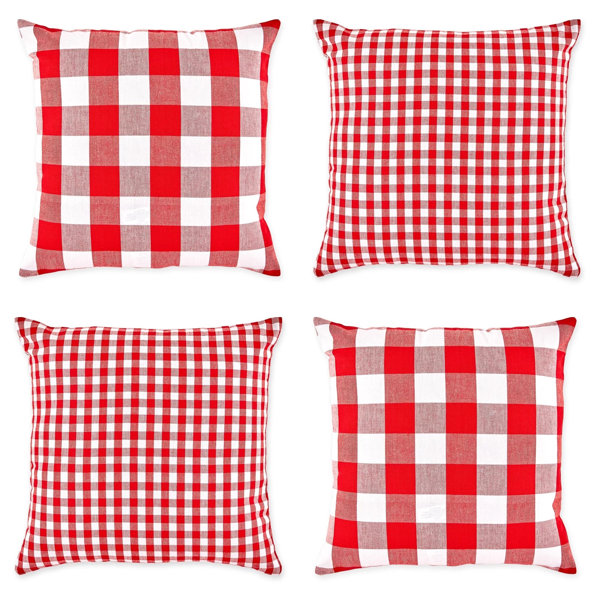 DII Asst Red/White Gingham/Buffalo Check Pillow Cover 18x18 Set/4, 18x18" | Walmart (US)