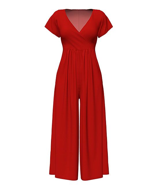 Bella Flore Women's Jumpsuits RED - Red Midi Palazzo Jumpsuit - Women | Zulily