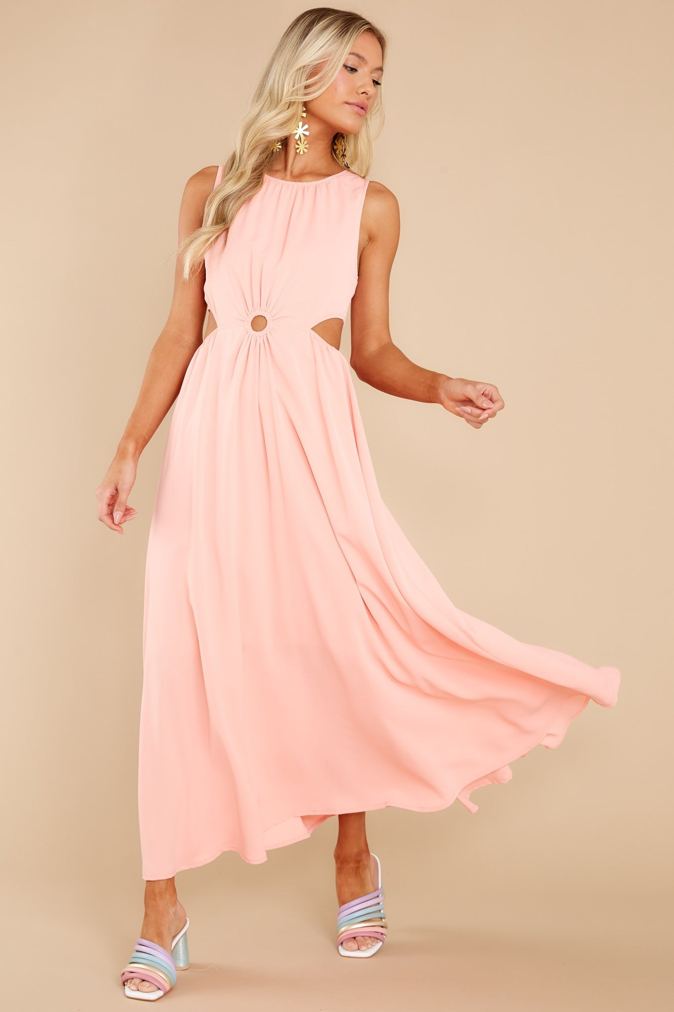 Wander With Me Peach Maxi Dress | Red Dress 