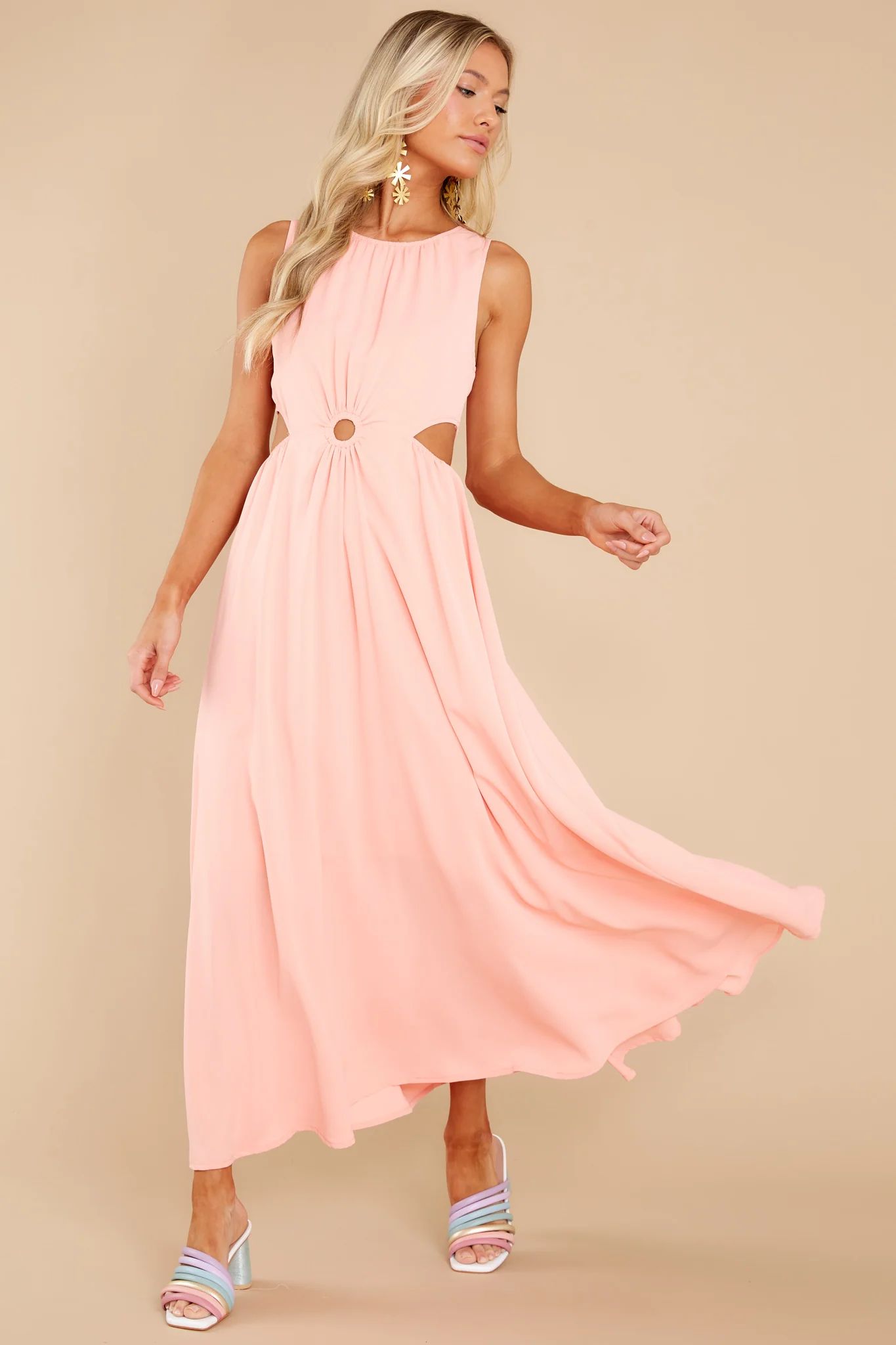 Wander With Me Peach Maxi Dress | Red Dress 