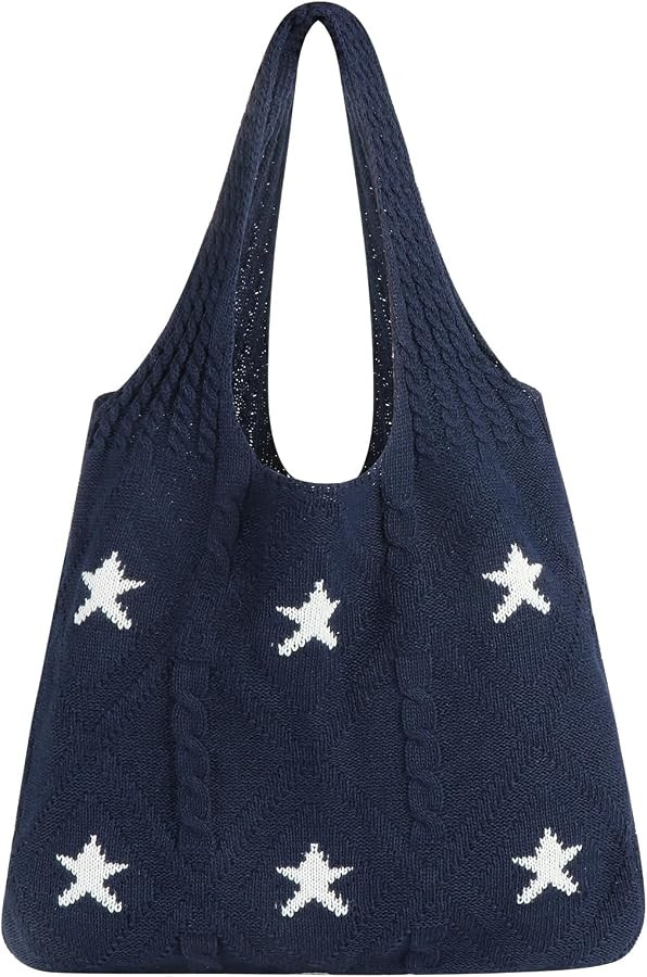 Topdear Crochet Tote Bag, Aesthetic Mesh Crochet Beach Bag, Hippie Knitted Tote Bag for Women | Amazon (US)