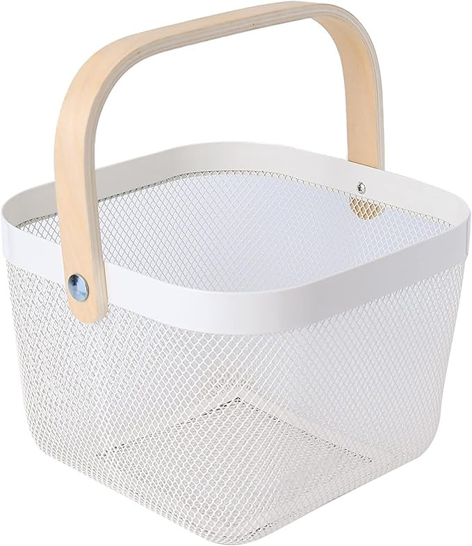 Lifuxiu Metal Mesh Steel Basket mesh basket with handle，Storage Organizer Basket Fruit Vegetabl... | Amazon (US)