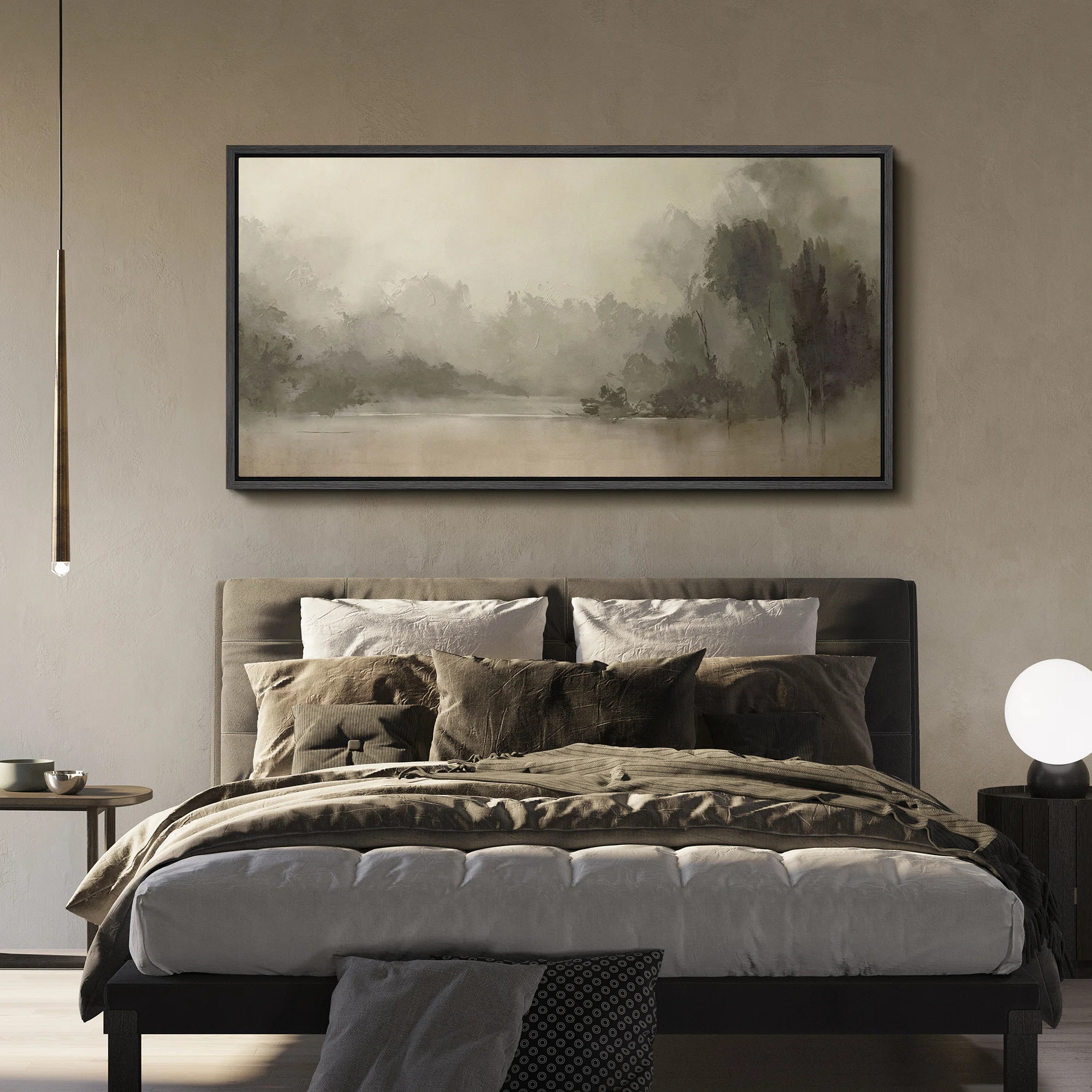 Rustic Countryside "Misty Forest Abstract Landscape Calm Extra Large Framed Artwork Wall Pictures | Wayfair North America