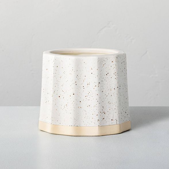 11oz Salt Wide Fluted Speckled Ceramic Seasonal Candle - Hearth & Hand™ with Magnolia | Target