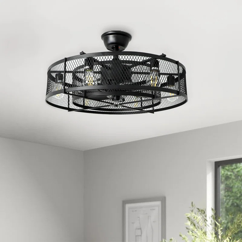 17'' Elyijah 6 - Blade Caged Ceiling Fan with Remote Control and Light Kit Included | Wayfair North America