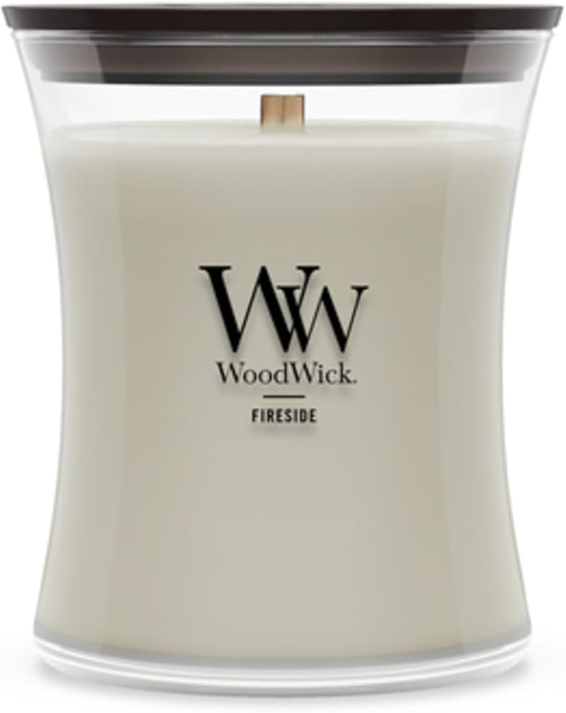 Amazon.com: WoodWick Fireside Scented Candle, Crackling Wick, 9.7oz | Up to 60 Hour Burn Time, Premium Soy Wax, Home D\u00e9cor & Gift Choice, Crackles as it Burns, Medium Hourglass Candle : Home & Kitchen | Amazon (US)