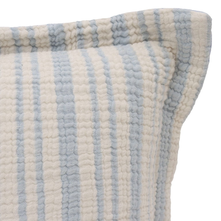 Better Homes & Gardens 20" x 20" Blue Gauze Summer Stripe Decorative Throw Pillow | Walmart (US)