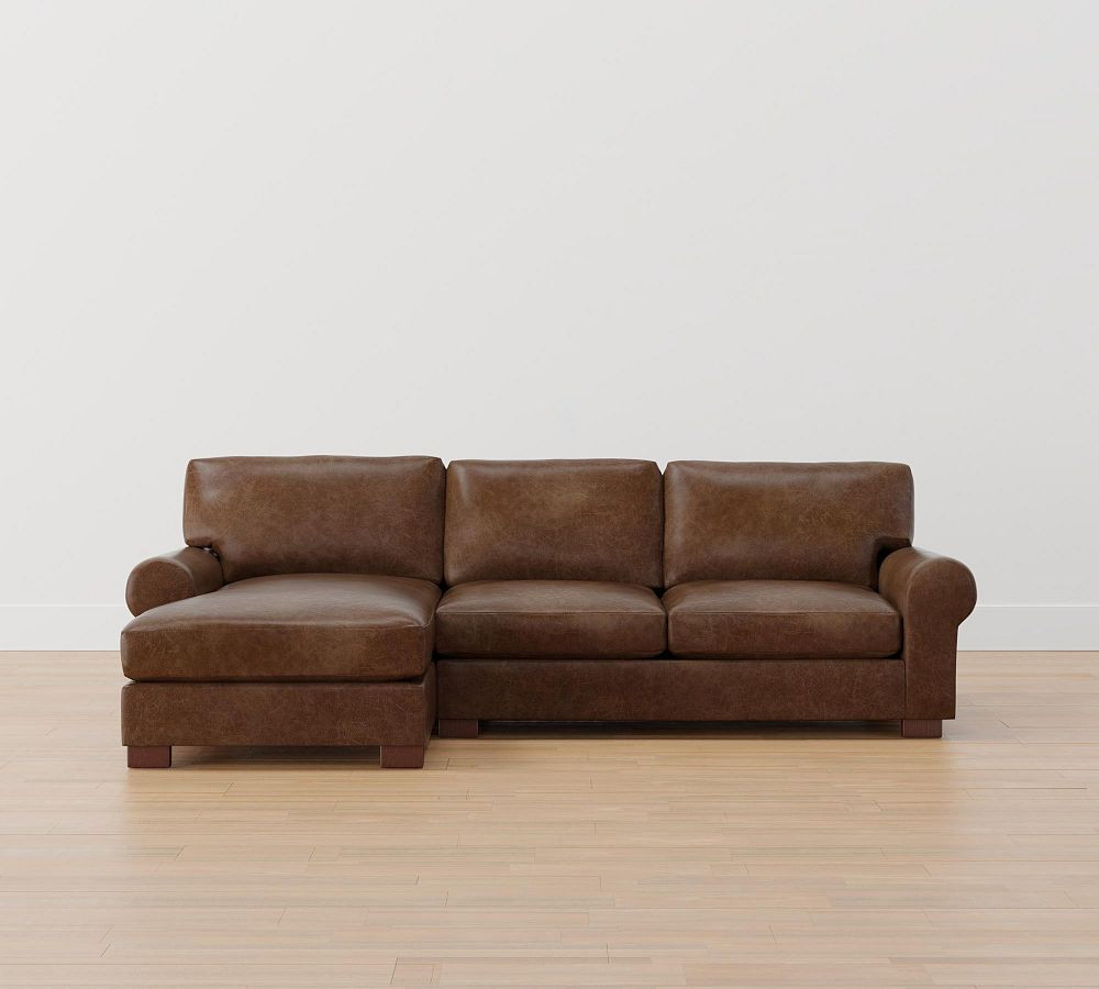 Turner Roll Arm Leather Sofa Chaise Sectional | Pottery Barn (US)