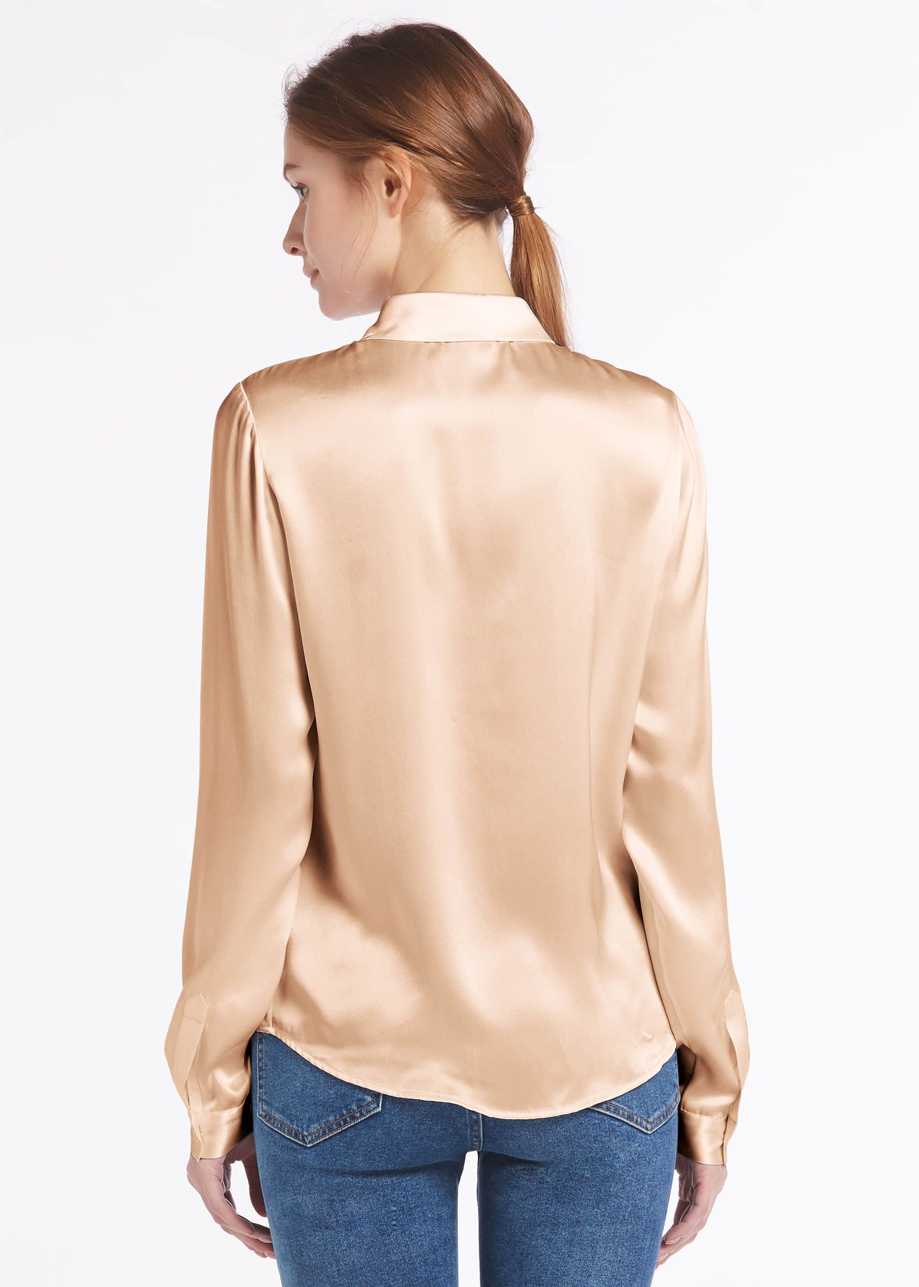 Basic Concealed Placket Silk Shirt | LilySilk