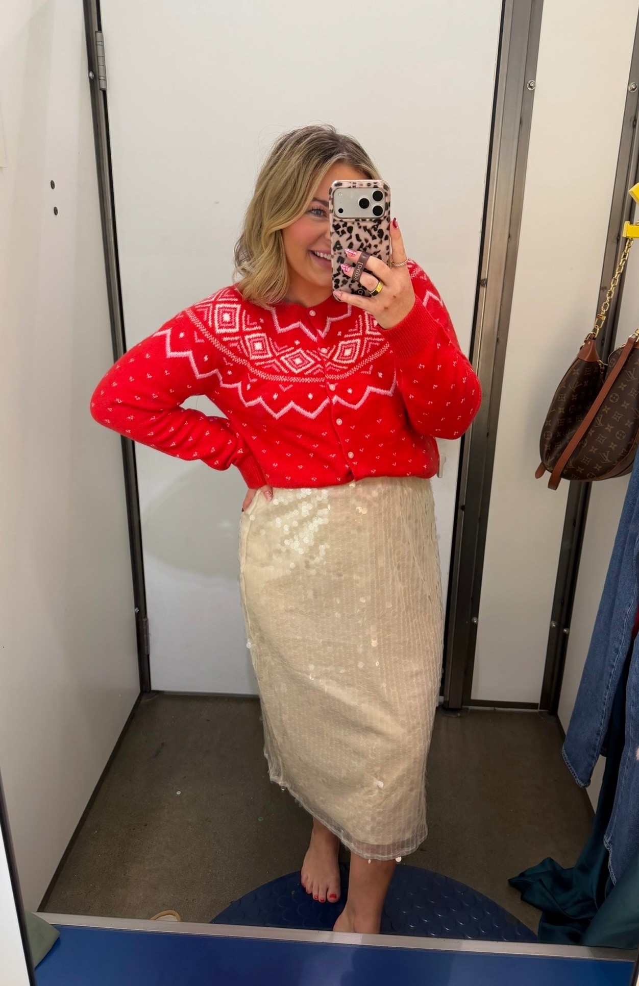 🤍♥️Cardigan is 50%Off  & sequin Skirt is 40% Off right now!  Plus save an extra 20% Off $100!! Such a cute holiday outfit that you can wear for winter also!❄️🤍

#LTKMidsize #LTKSeasonal #LTKSaleAlert