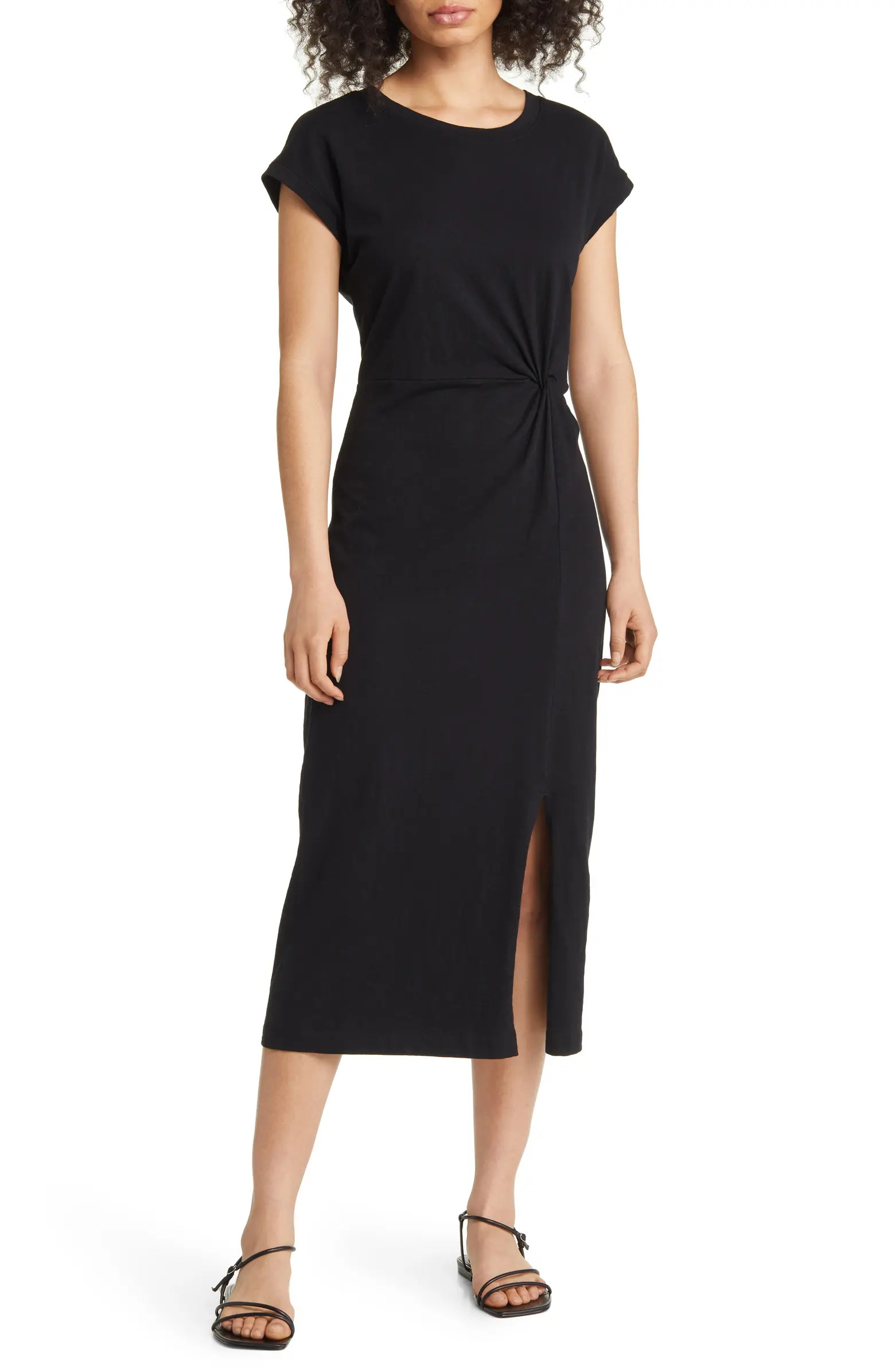 Caslon® Twist Waist Organic Cotton Midi T-Shirt Dress | Nordstrom | Nordstrom