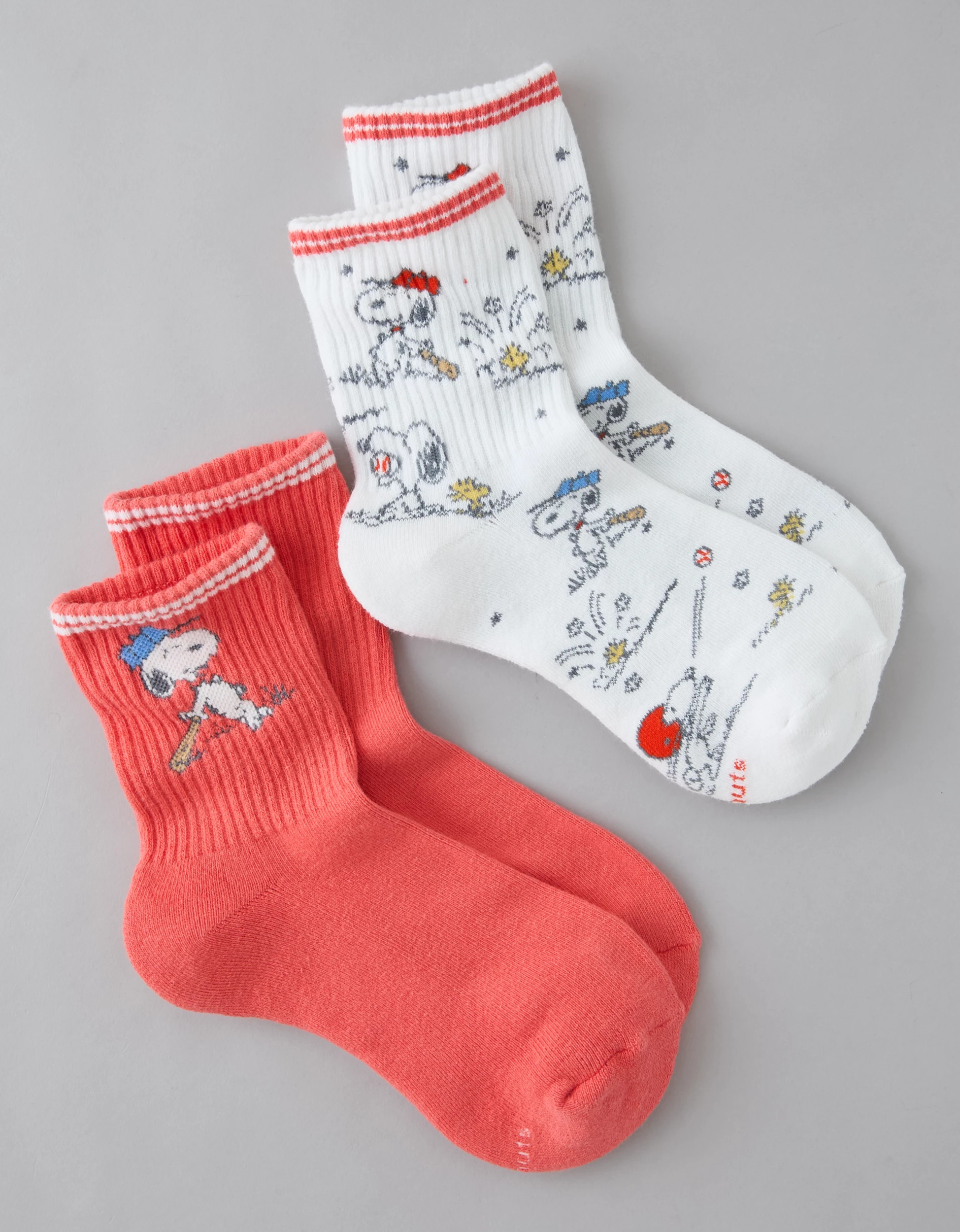 AE Snoopy Graphic Cropped Crew Socks 2-Pack | American Eagle Outfitters (US & CA)