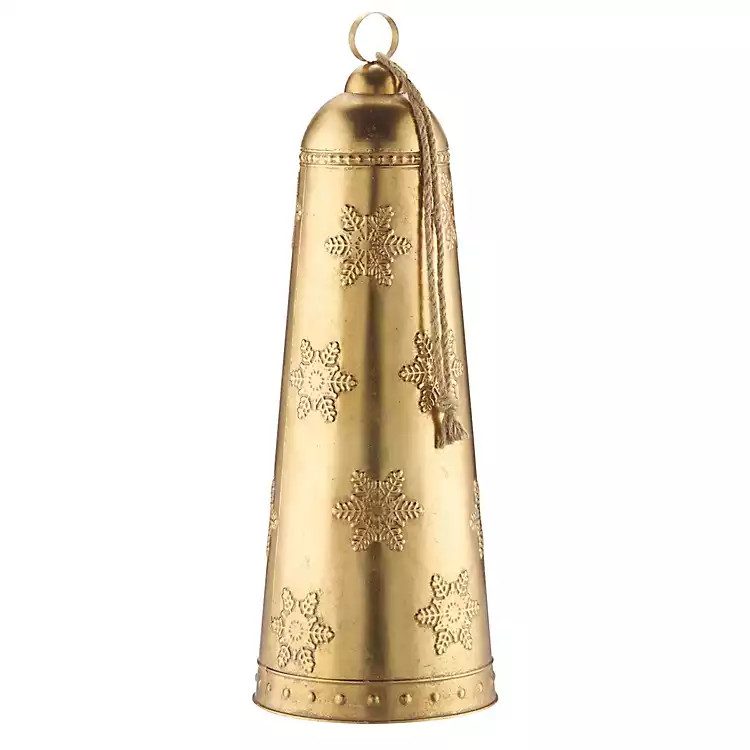 Gold Bell with Snowflakes, 32.75-inch | Kirklands