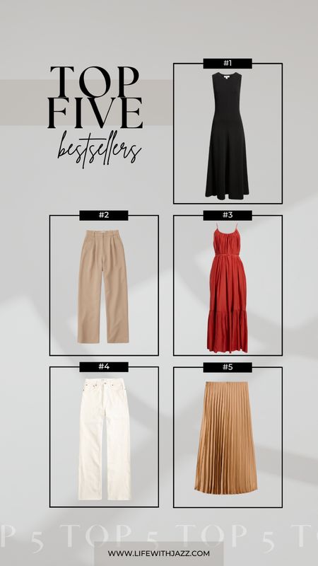 This week’s top 5 bestsellers: 

1. Nordstrom sleeveless dress - I got xs, it’s abalone in 3 colors, under $100 
2. Abercrombie Sloane tailored pants - I’m 5’4” and got the regular length, available in multiple colors + lengths, other similar versions available, on sale this weekend for 15% off 
3. Nordstrom silk blend tie-waist sundress - great bump-friendly dress, comes in 4 colors, it’s also priced under $150, runs a little big  
4. Abercrombie 90’s relaxed jeans - in ‘bone in raw hem’, sized down in this wash 
5. Jcrew pleated skirt - runs large, I got xs, but could have gotten an xxs 

#LTKSaleAlert #LTKSeasonal