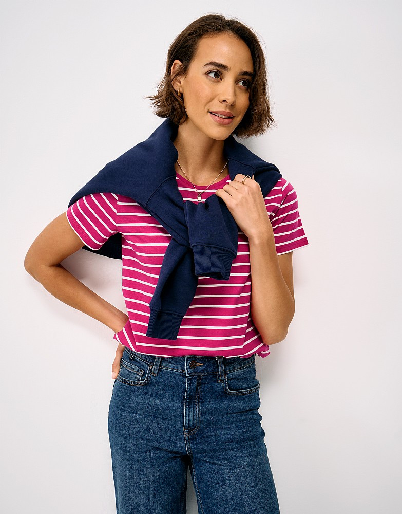 Cotton Breton Tee in Pink Stripe | Crew Clothing (UK)