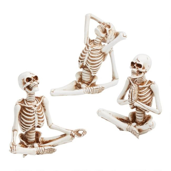 Antiqued Yoga Skeleton Decor Set of 3 | World Market