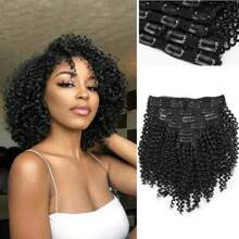 Kinky Curly Clip In Hair Extensions For Women InchPcs Afro Kinky Curly Women Synthetic Hair Extensions Clip In For Women | SHEIN