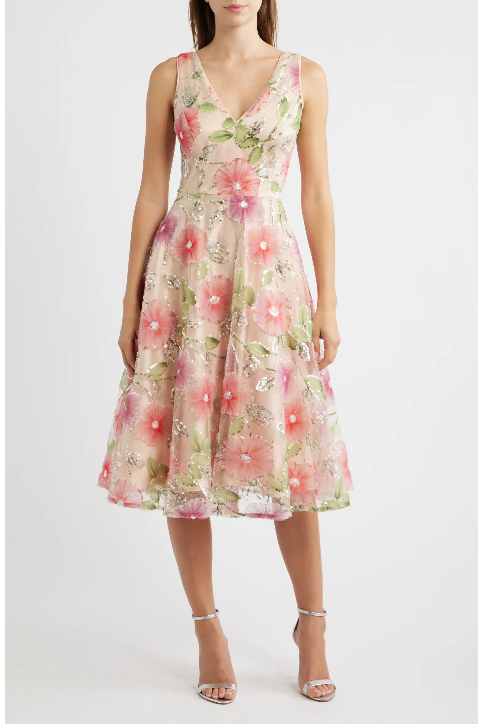 Sequin Floral Print Sleeveless Cocktail Dress (Women) | Nordstrom | Nordstrom