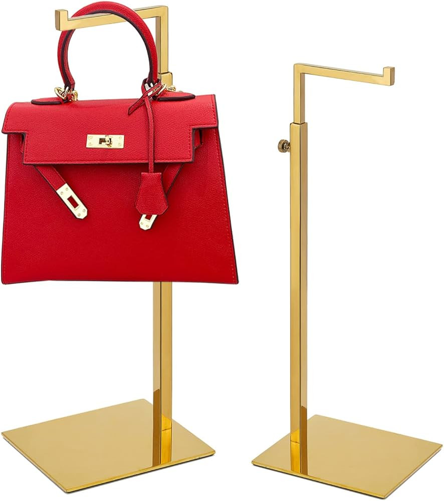 Gold Purse Display Stand, 2 Pack Handbag Display Stand Adjustable Height Stainless Steel Stabilit... | Amazon (US)