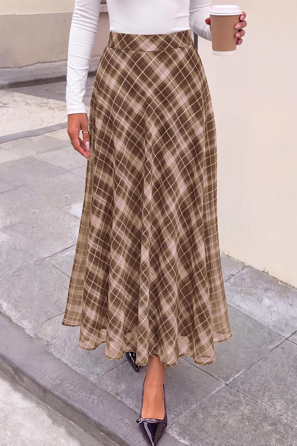Casual A-Line Plaid Maxi Skirts for Women Trendy | Amazon (US)