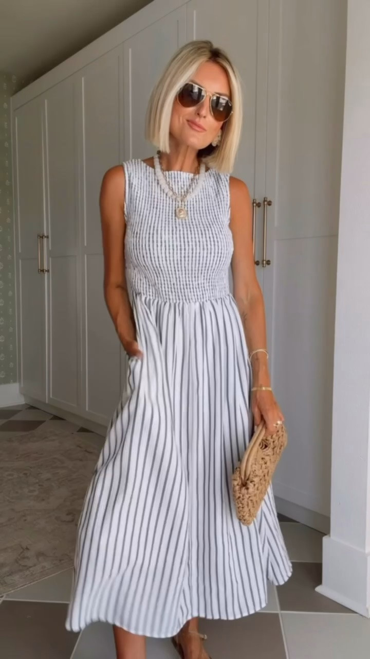 This dress reminds me of another a dress I've seen that was at a much higher price point! This is such a great dress that you can wear for both work or play! Wearing S! Loverly Grey, Amazon, summer dress, vacation looks, summer workwear, striped dress

#LTKootd #LTKSeasonal