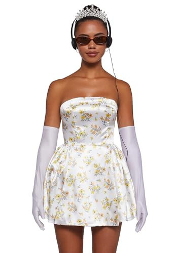 Dolls Kill Princess Mia Costume by Trickz N’ Treatz – Women’s Floral Satin Mini Dress with Gloves, Tiara, Sunglasses & Headphones, Small | Amazon (US)
