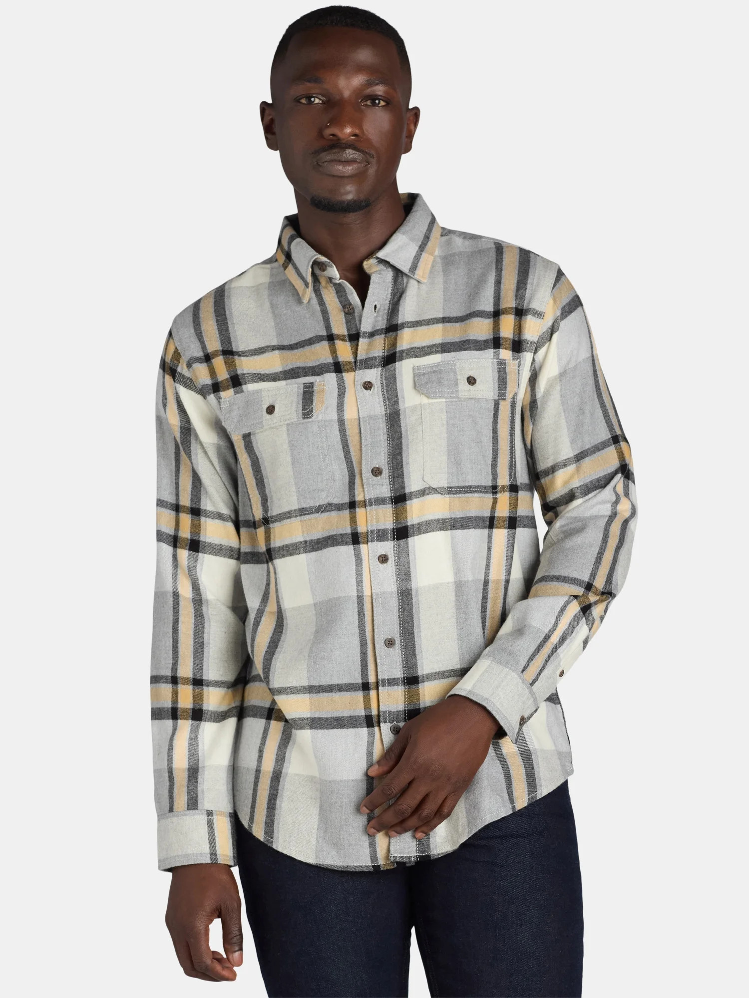 George Men's and Big Men's Flannel Shirt with Long Sleeves, Sizes XS-3XLT - Walmart.com | Walmart (US)