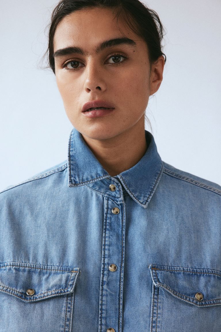 Denim Shirt - Light denim blue - Ladies | H&M US | H&M (US + CA)