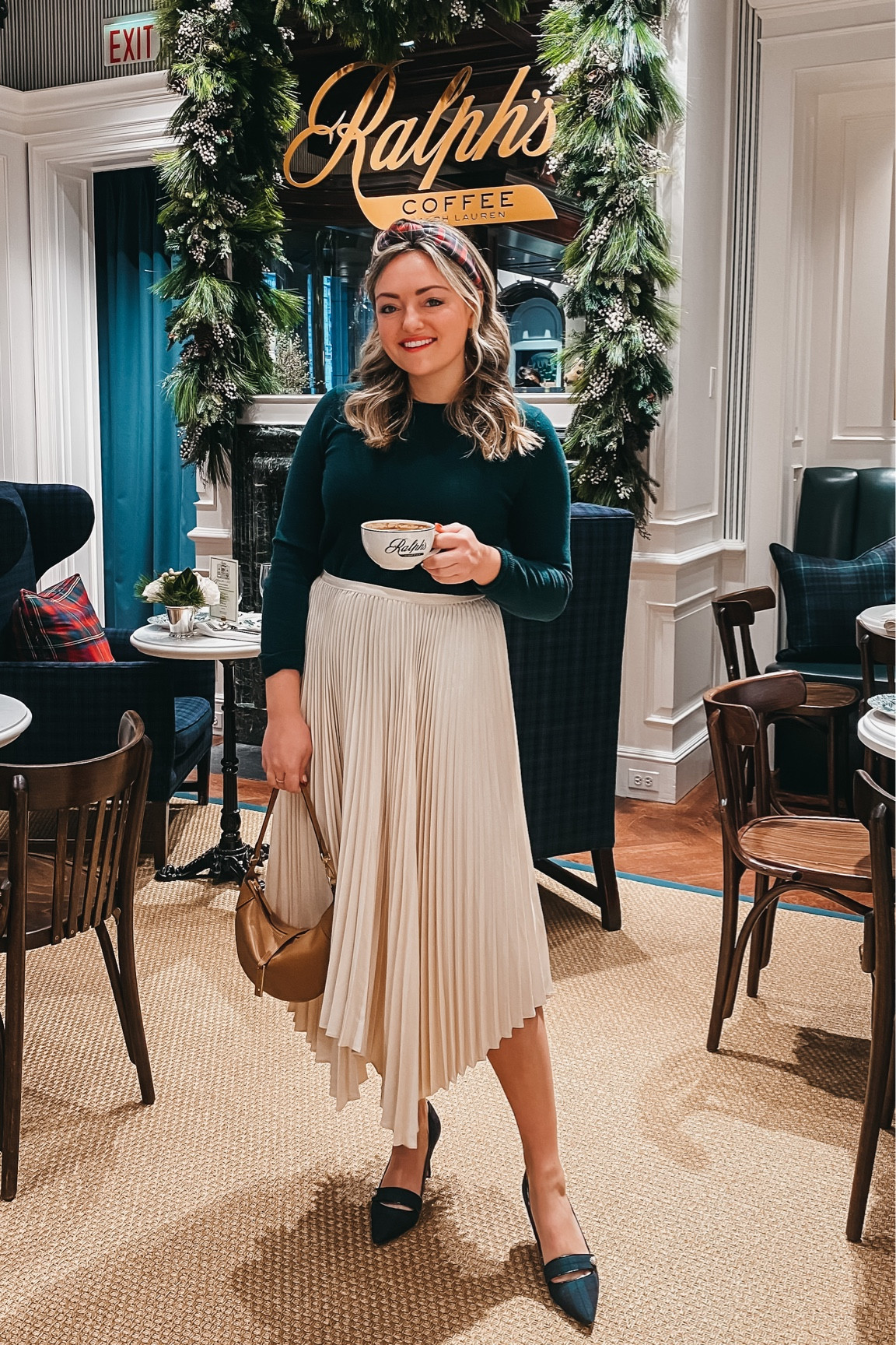 Ralph Lauren Cashmere Sweater (M)
Polo Pleated Skirt (M)
Polo ID Mini Bag
Lele Sadoughi Tartan Headband
J.Crew Blackwatch Plaid Heels

#LTKworkwear #LTKHoliday #LTKSeasonal