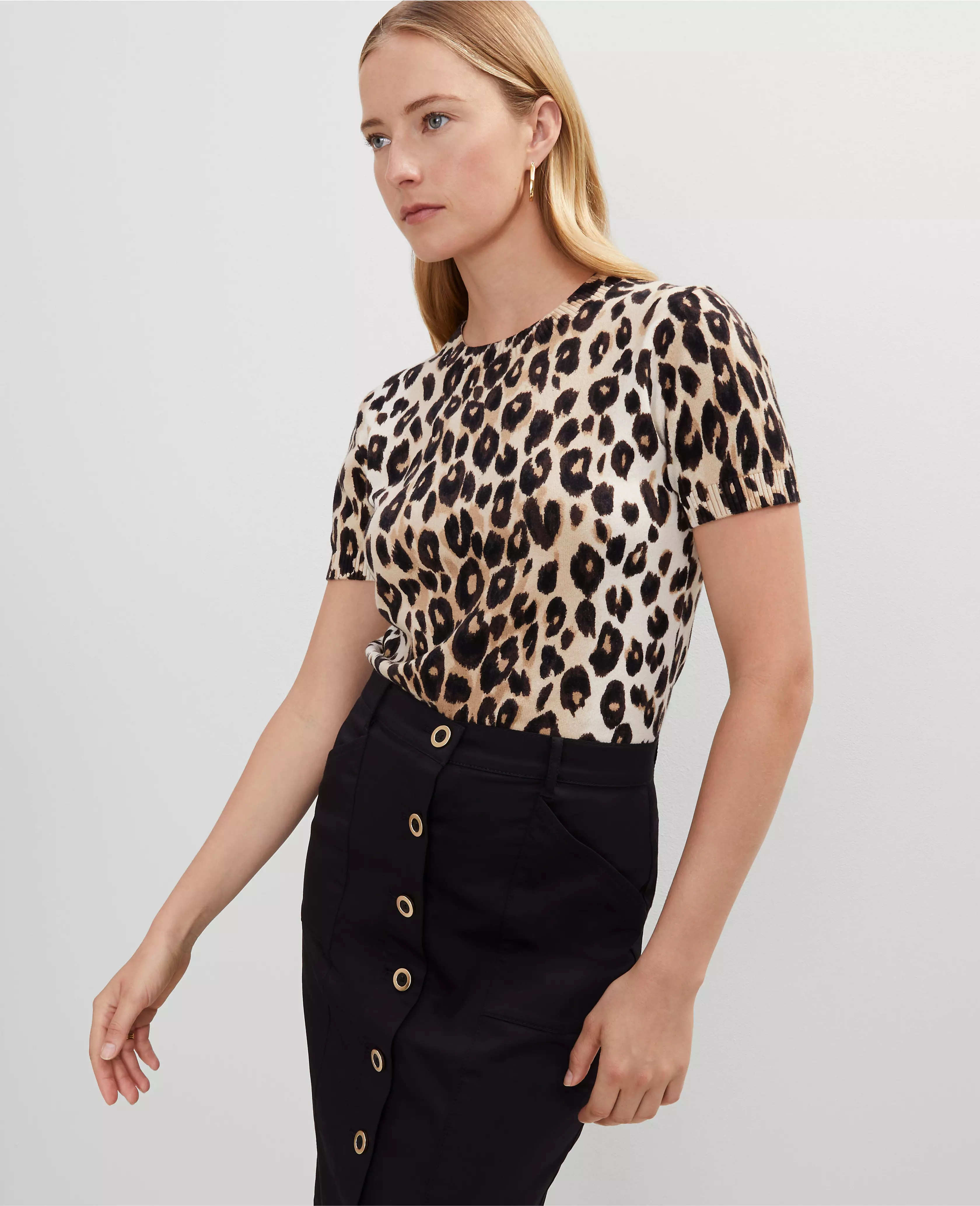 Petite Animal Print Sweater Tee | Ann Taylor