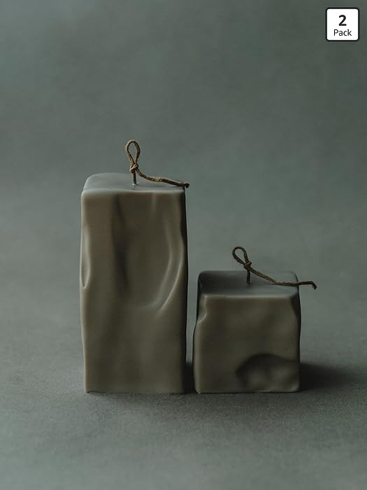 LAWA Raw Block Set of 2 Candle - Beautiful Handmade Pillar Scented Soy Wax Elegant Aesthetic Cand... | Amazon (US)