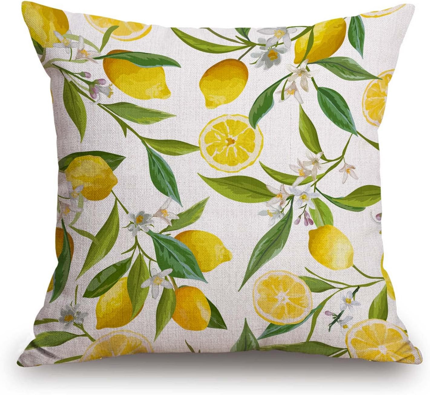 TSSOHU Green Floral Pattern Lemon Fruits Flowers Leaves Elegant Exotic Throw Pillow Case 18 x 18 ... | Amazon (US)