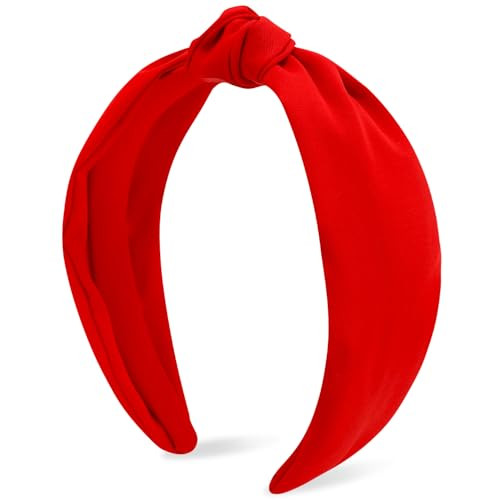 Atoden Red Knotted Headband Wide Top Knot Head Band Non Slip Plain Solid Color Hair Bands Fashion Hair Accessories for Women Girls Valentine Christmas | Amazon (US)
