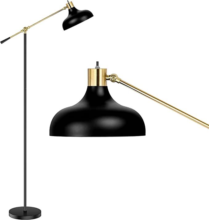 Industrial Floor Lamp for Bedrooms - Black Rustic Reading Lamp, 180°Adjustable Arm & Head Antiqu... | Amazon (US)