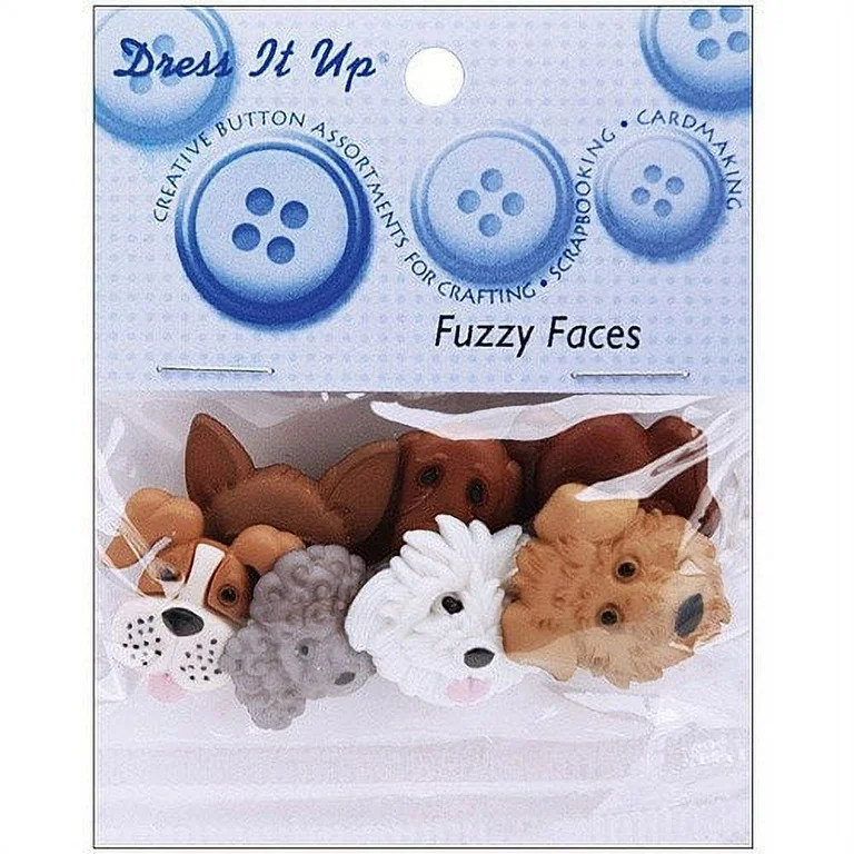 Dress It Up, ''Fuzzy Faces", Sewing Fastener Buttons, Multi Color, 7 Pcs. | Walmart (US)