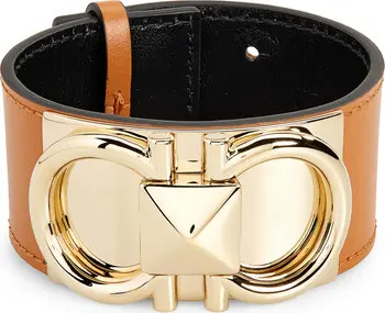 Salvatore Ferragamo Double Gancio Leather Cuff Bracelet | Nordstrom | Nordstrom