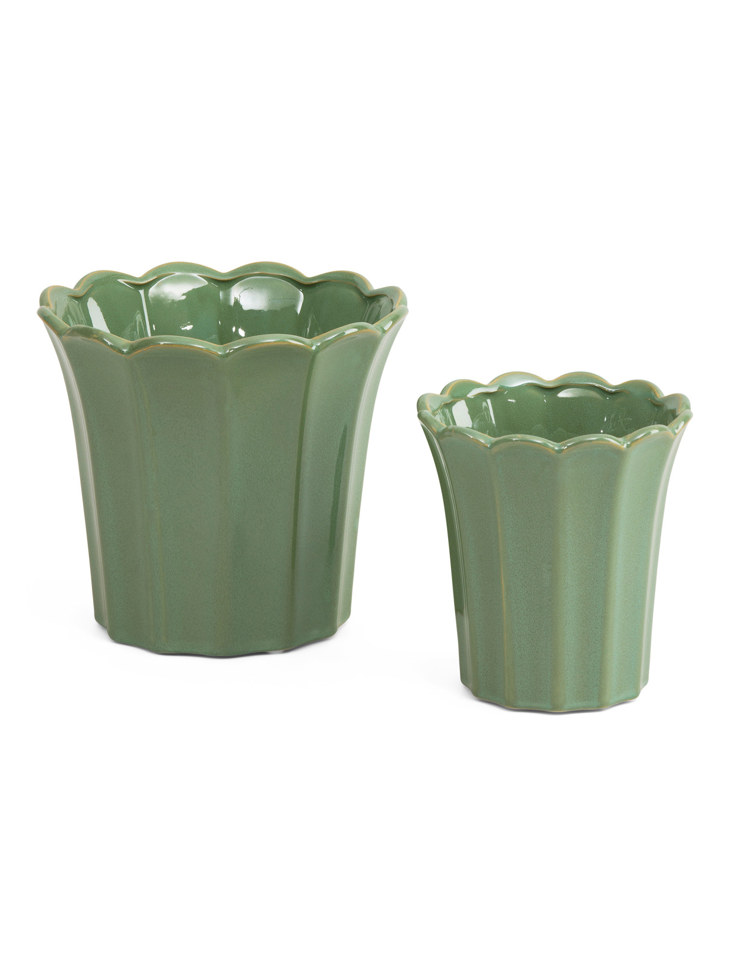 2pc Scalloped Edge Ceramic Planter Set | TJ Maxx
