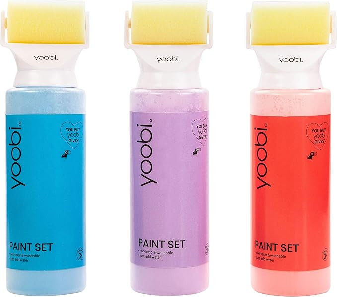 Yoobi Roller Sidewalk Chalk Paint Set (3 Piece) - Purple, Red, & Blue Kids Chalk Paint – Washab... | Amazon (US)