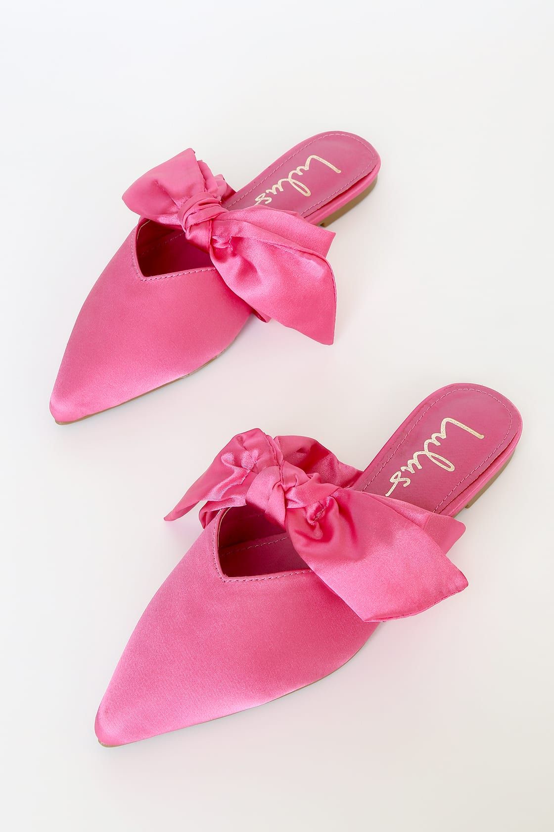 Sylviee Pink Satin Pointed-Toe Bow Mules | Lulus (US)