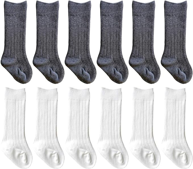 QandSweat Unisex-Baby Knee High Socks Seamless Toddler Boy Girls Cotton Uniform Stockings | Amazon (US)