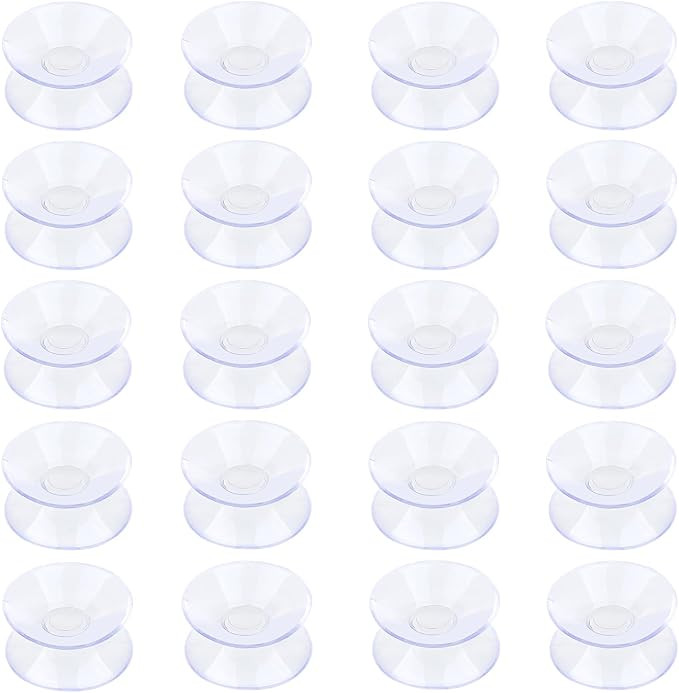 Pawfly 20 Pack Double Sided Suction Cups 1.2 Inch Clear PVC Plastic Sucker for Glass Table Mirror | Amazon (US)