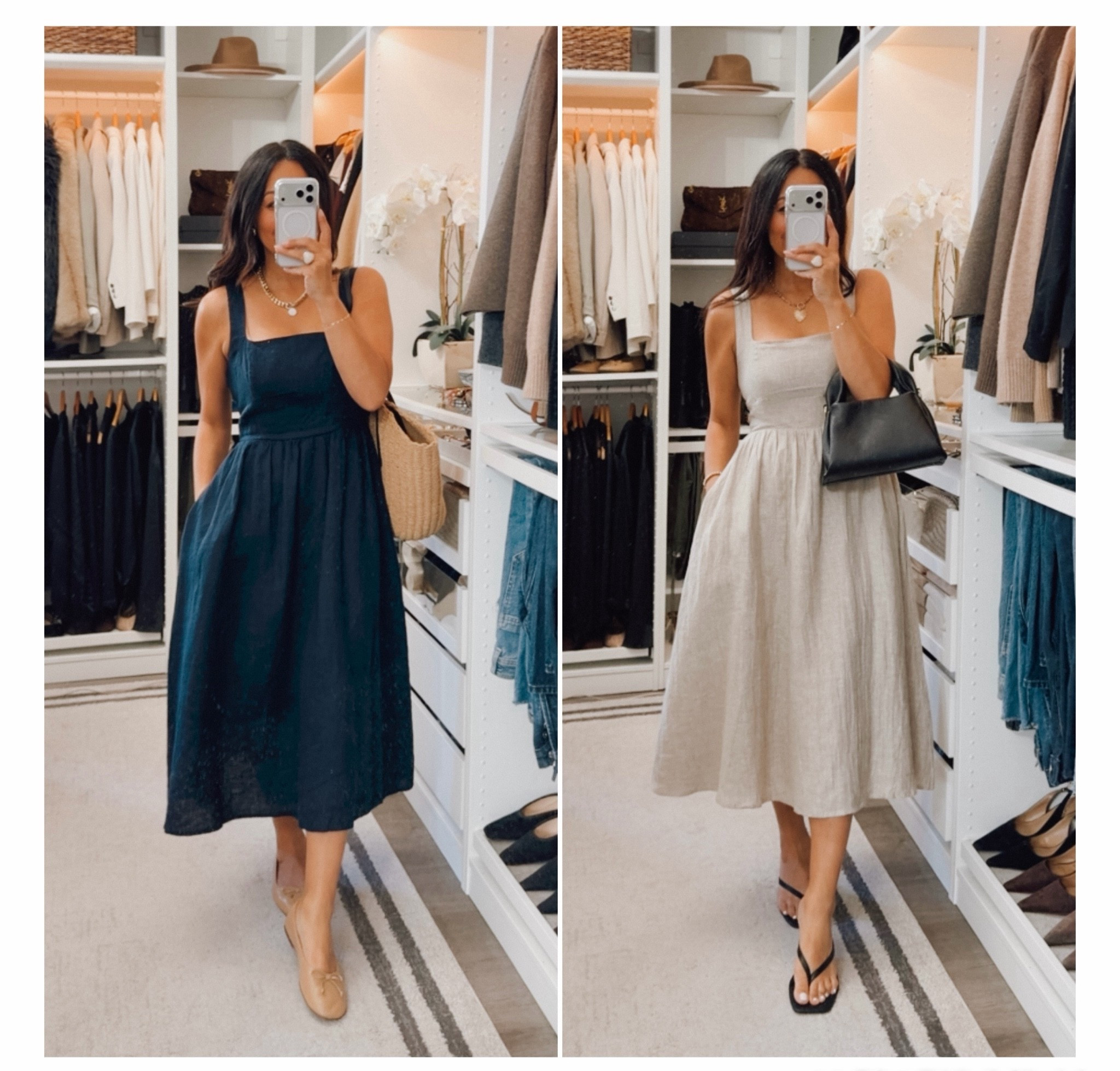 Dress so good I snagged it twice☀️ classic linen dress - side pockets, smocked back for the perfect fit. Fits TTS wearing a small

#LTKootd #LTKOver40