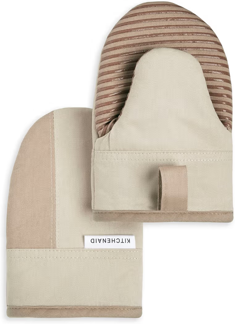 KitchenAid Beacon Two-Tone Non-Slip Mini Oven Mitt Set, Milkshake/Beige, 5.5"x8", 2 Piece | Amazon (US)