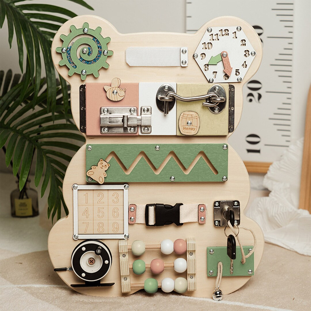 Kindlytoys | Bear Busy Board For Toddlers, Kids, Wooden Toys, Montessori Toys, Chirstmas Gift For... | Etsy (US)