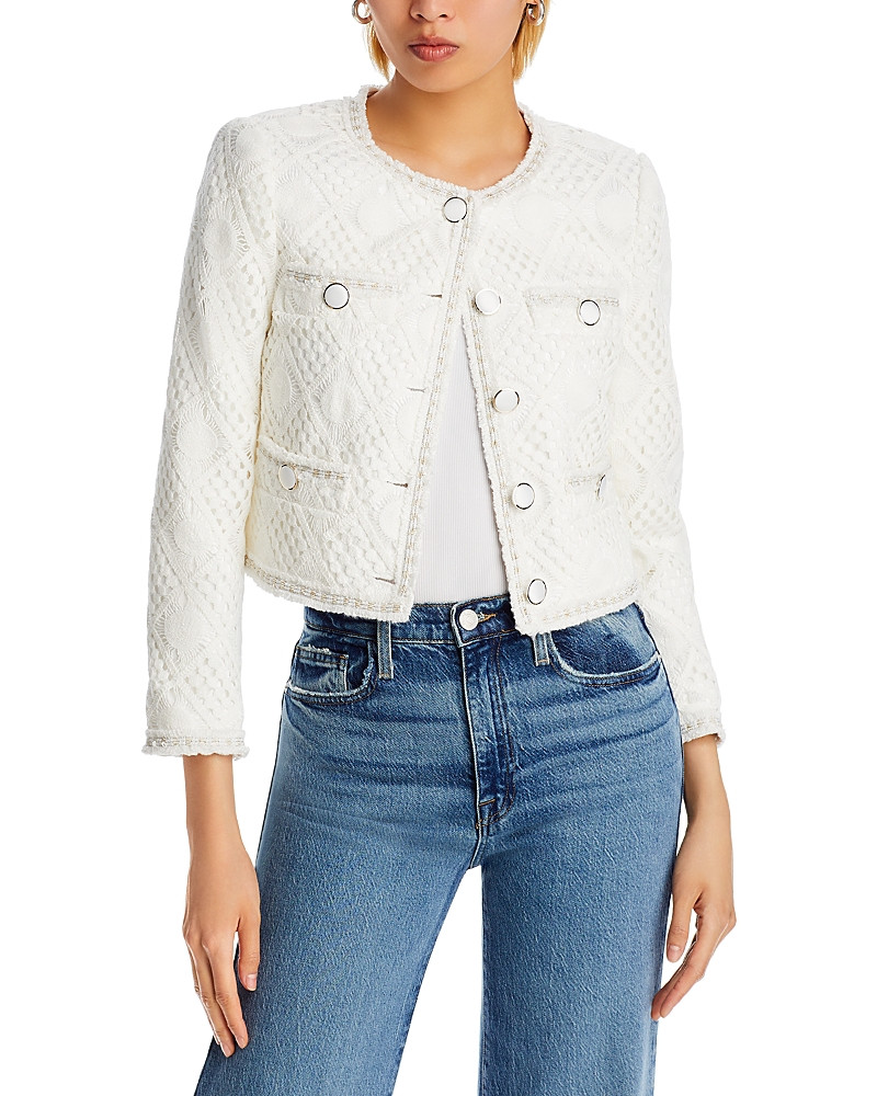 Milly Geometric Pattern Crocheted Cropped Jacket | Bloomingdale's (US)