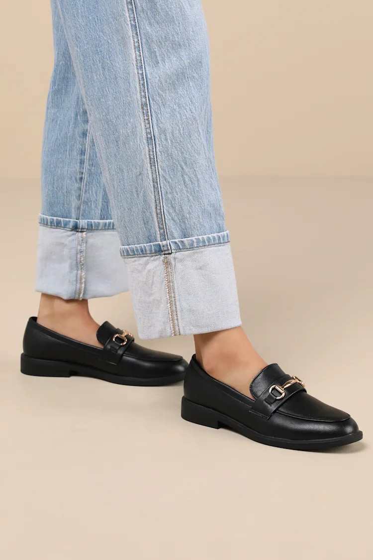 Wrenlie Black Horsebit Loafer Flats | Lulus