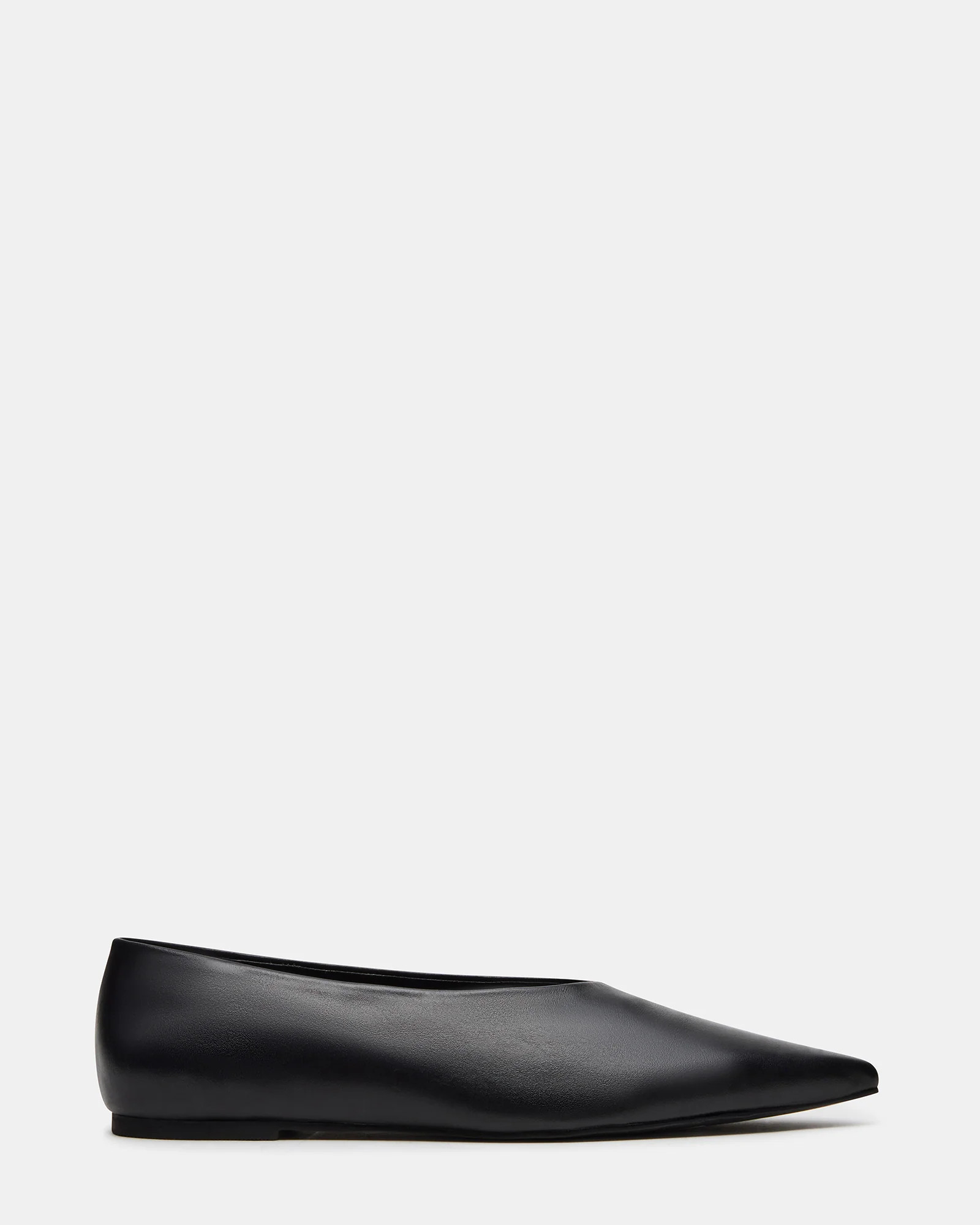 FLOYD Black Leather Pointed-Toe Ballet Women's Flat | Steve Madden (US)