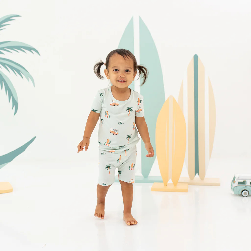 Short Sleeve Pajamas in Dew Surf | Kyte Baby